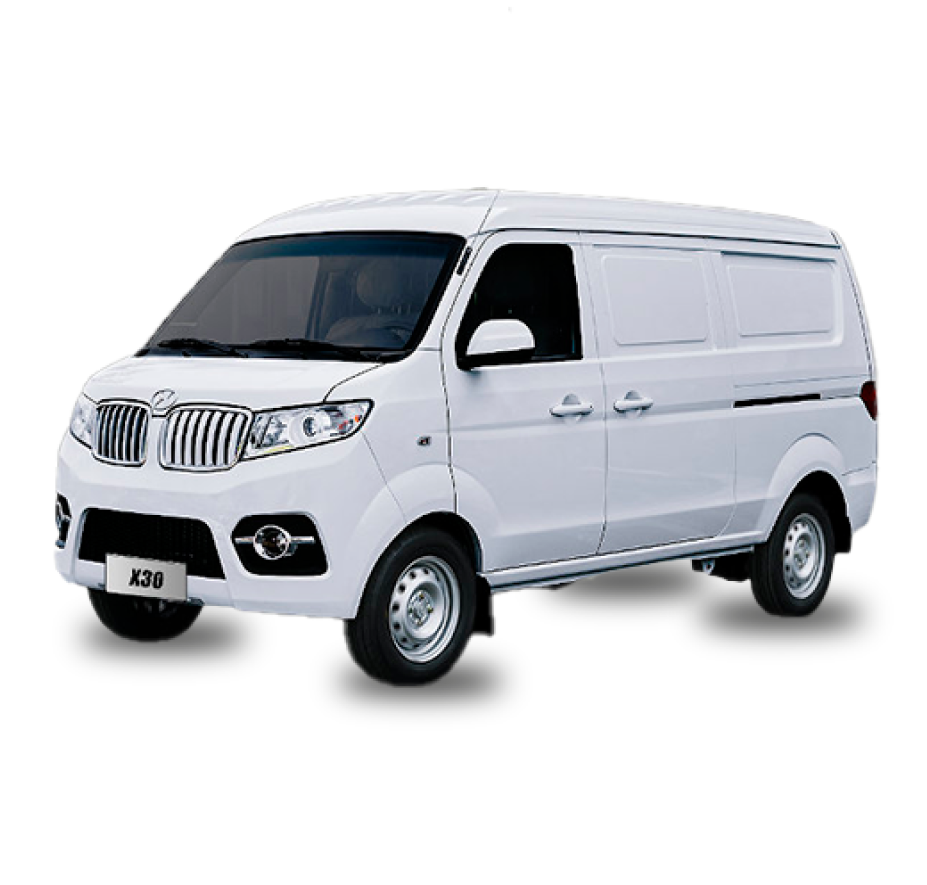 Vista desde la parte frontal izquierda de la cabina de un camión FAW blanco, con el logotipo de un motor Cummins en la esquina superior derecha.