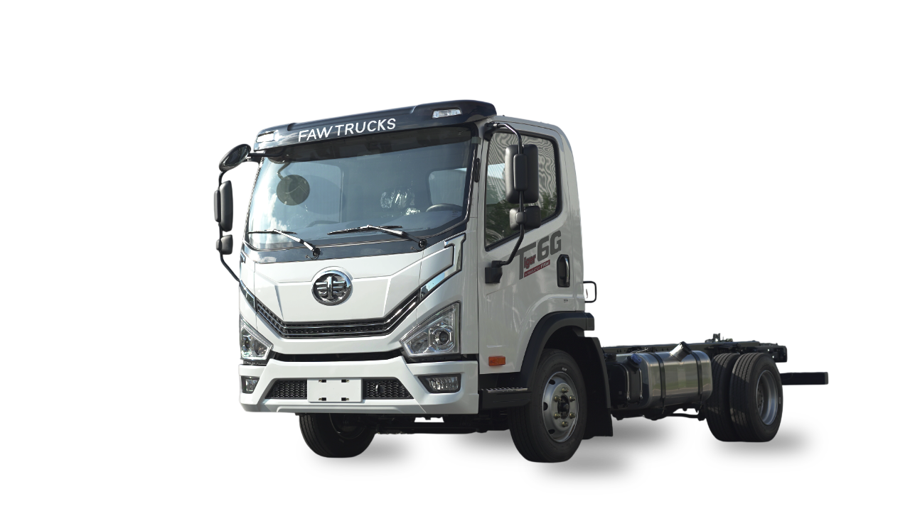 Un camión blanco está estacionado encima de una superficie blanca.