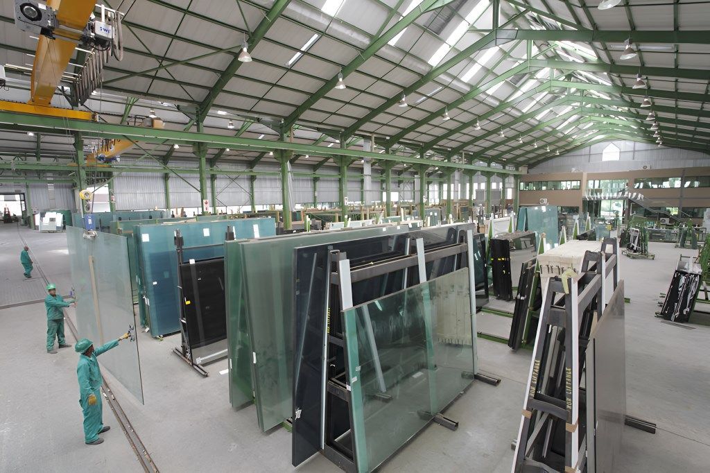 A Large Warehouse Filled With Lots of Glass Pieces — Darwin Glass in Yarrawonga, NT
