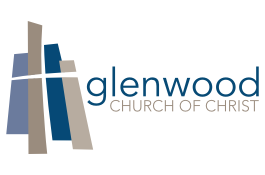 The logo for glenwood church of christ has a cross on it