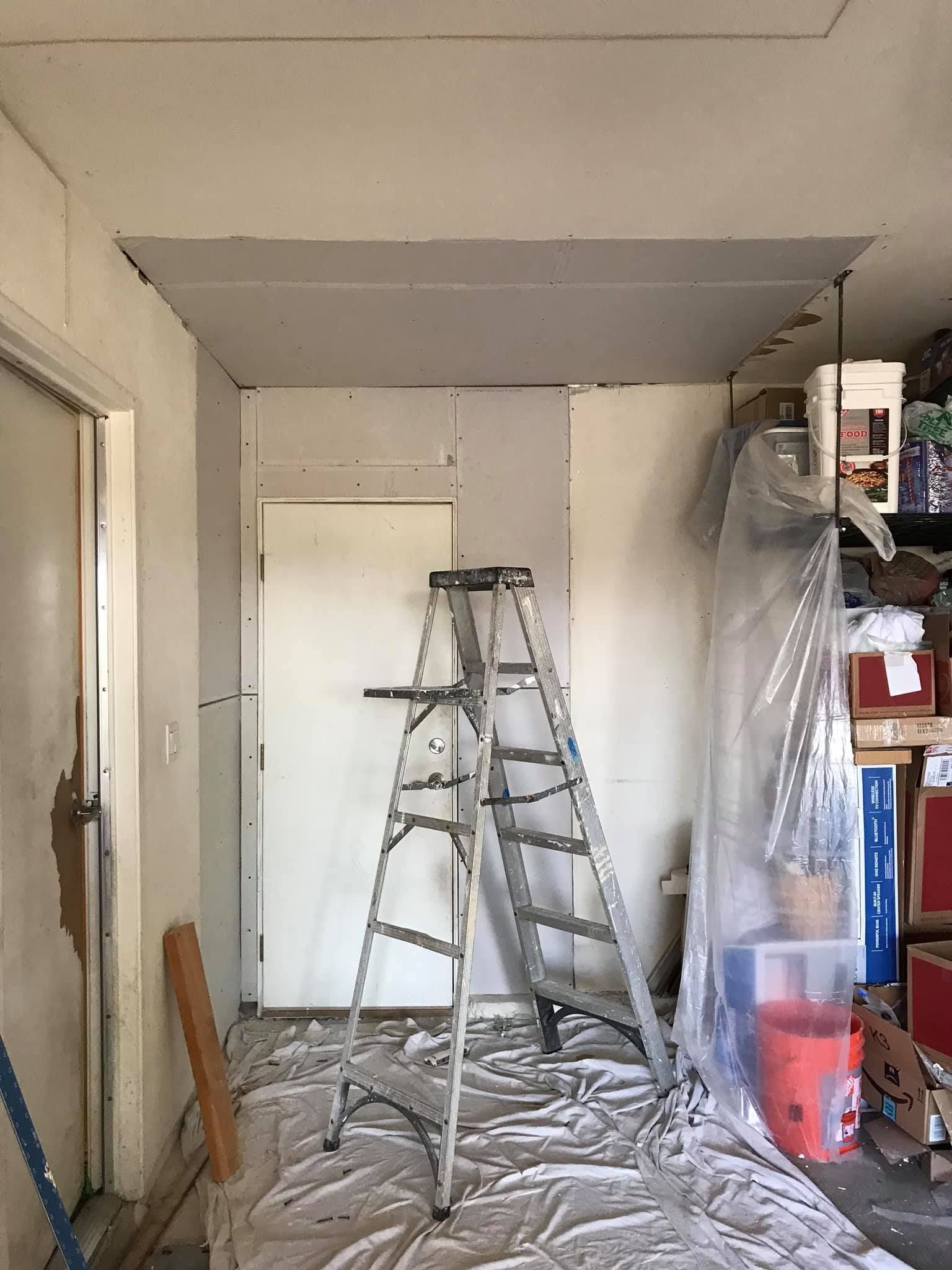 There is a ladder in the middle of the room.