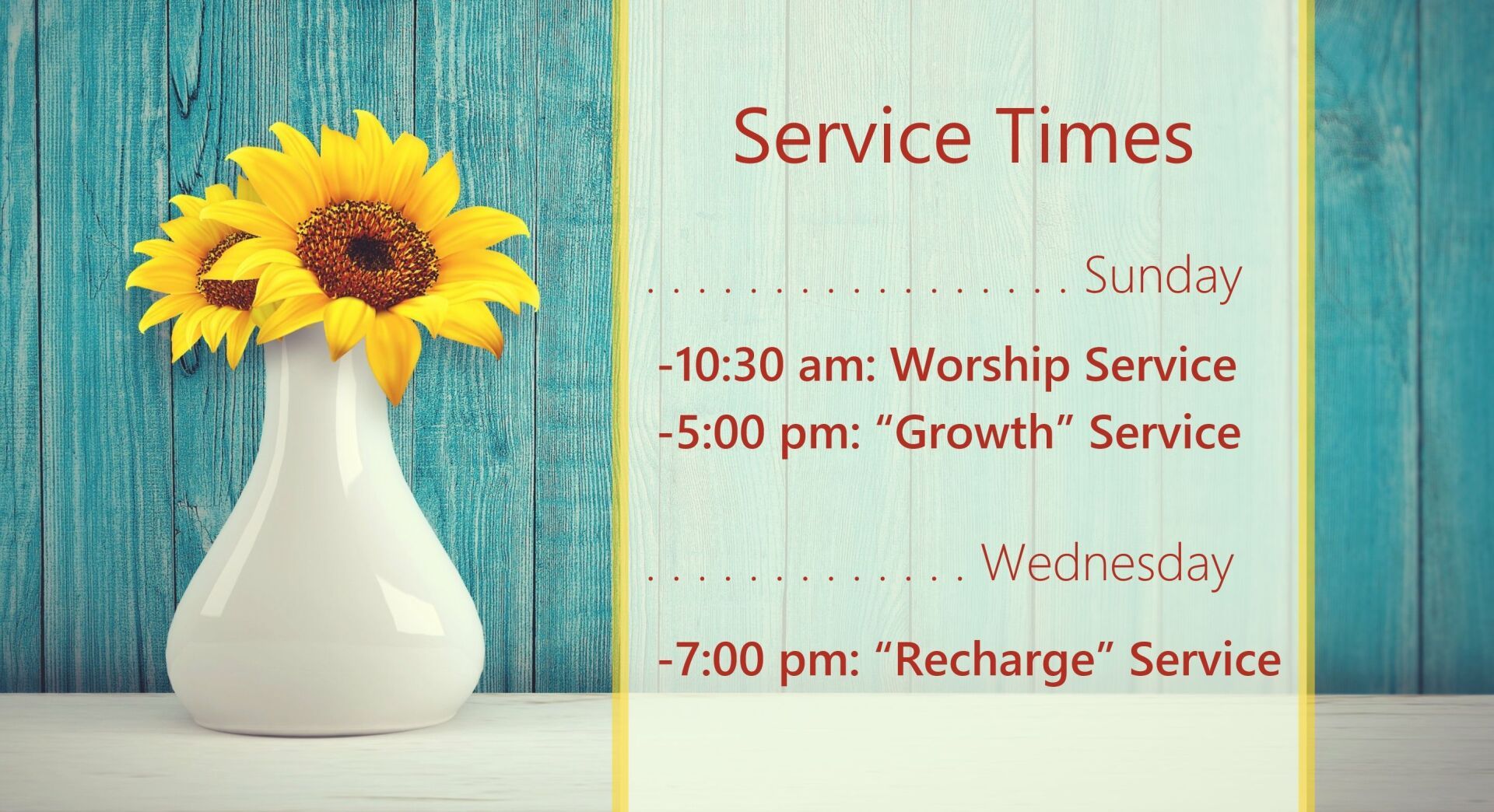 Summer Service TImes