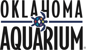 The logo for the oklahoma aquarium has a turtle on it.