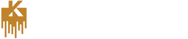 A gold-colored logo featuring the letter