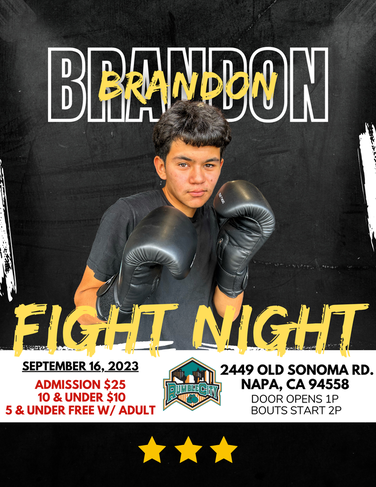 A young man wearing boxing gloves is on a poster for a boxing event.