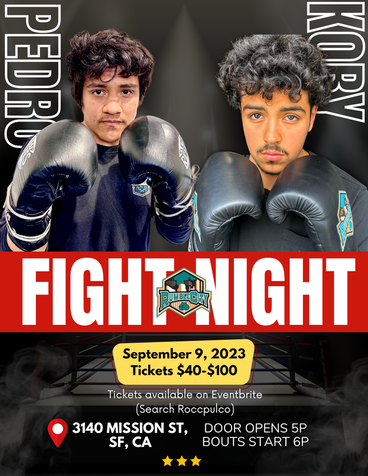 A poster for a boxing match between pedro and rocky.