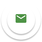 A green envelope icon centered on a layered white circular background.
