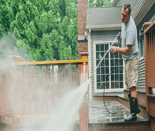 Cleaning Terrace With A Power Washer — Summit, NJ — Jerry's Painting