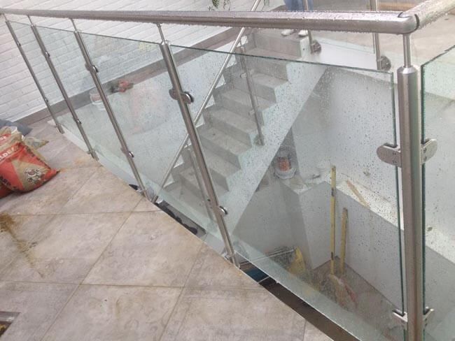 Steel and glass balcony after installation