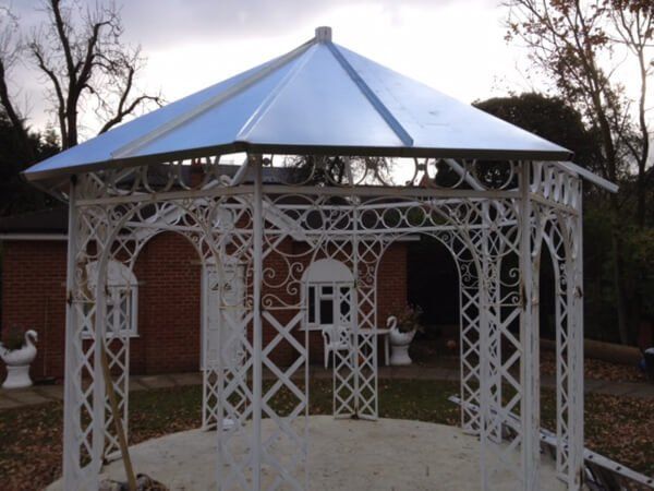 White canopy with a pointed roof