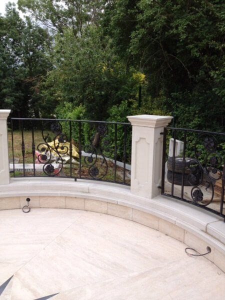Black metal fencing around a balcony