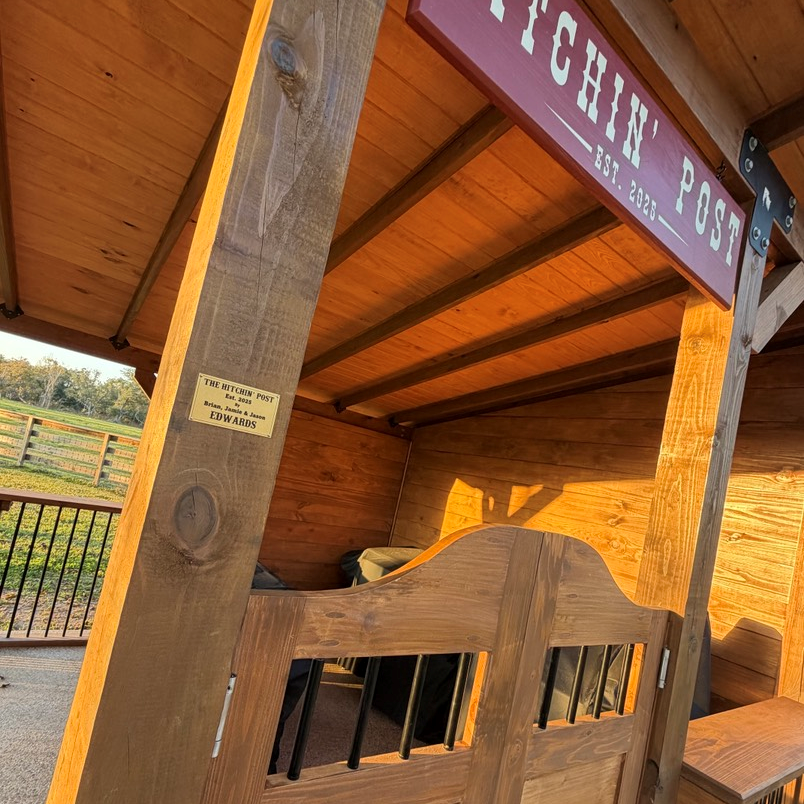 Saloon doors and painted sign.
