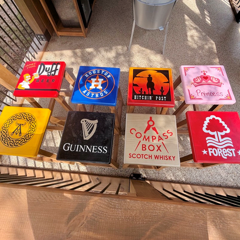 Homemade bar stools.
