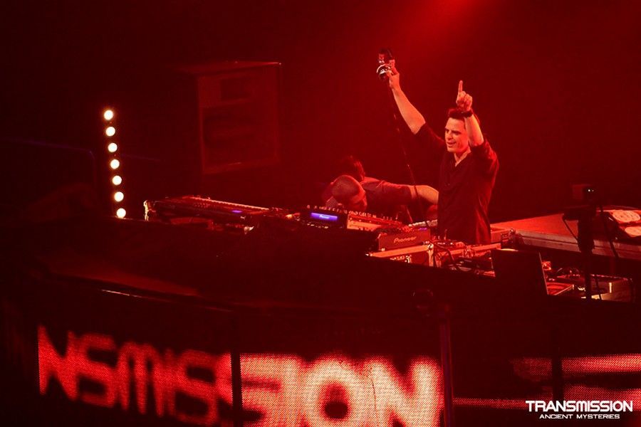 DJ performing live on the red stage at Transmission festival.