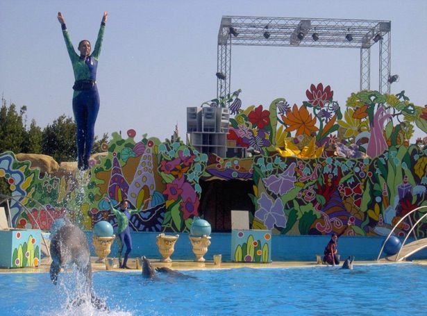 Funktion-One bass speakers and stacks in a dimly lit green indoor venue.