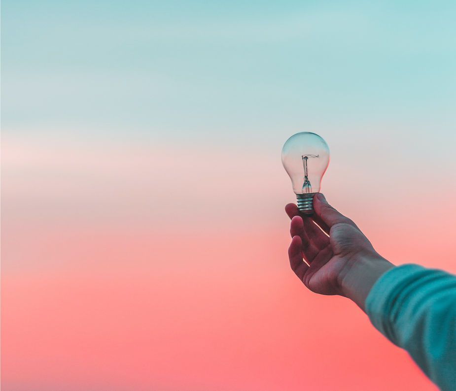 A person is holding a light bulb in their hand.