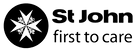 A black and white logo for st. john first to care.