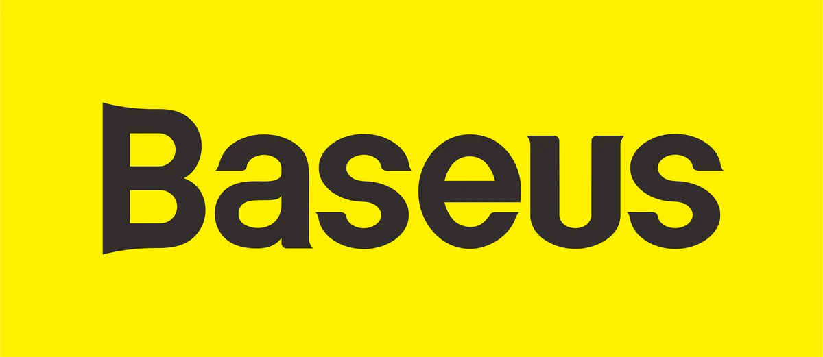 Baseus logo in black text on a yellow background.