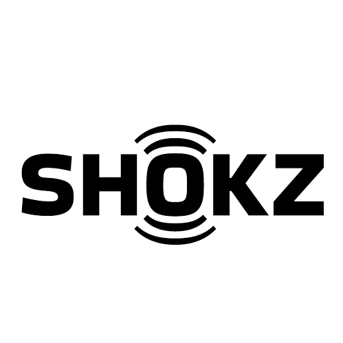 SHOKZ logo: Bold black text with the letter 