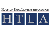 Logo for the Houston Trial Lawyers Association, featuring the acronym HTLA in white text inside four blue squares.