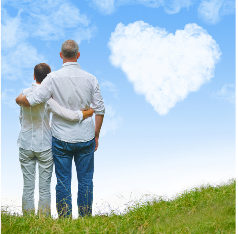 Husband and Wife looking at heart shaped cloud — St Michael, MN — EMEX Benefits Systems