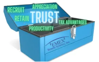 Blue Toolbox with the Word trust on it Benefit Management — St Michael, MN — EMEX Benefits Systems