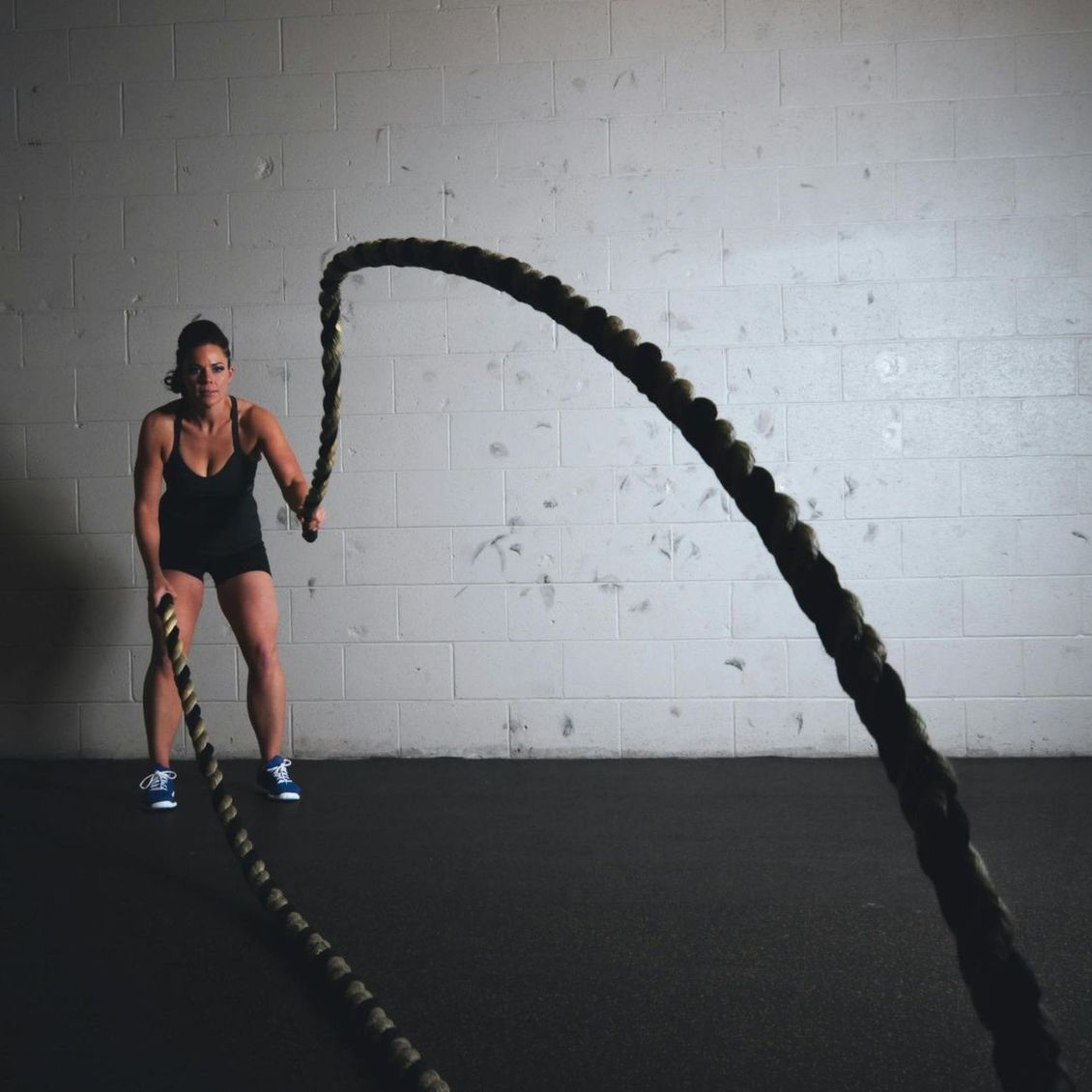 Bride working out with ropes