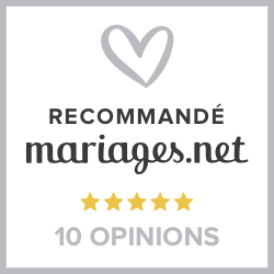 Un logo pour mariages.net avec un cœur et 10 avis