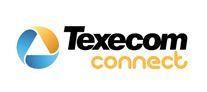 Texacom Connect logo: Blue and yellow circle with a triangle and 