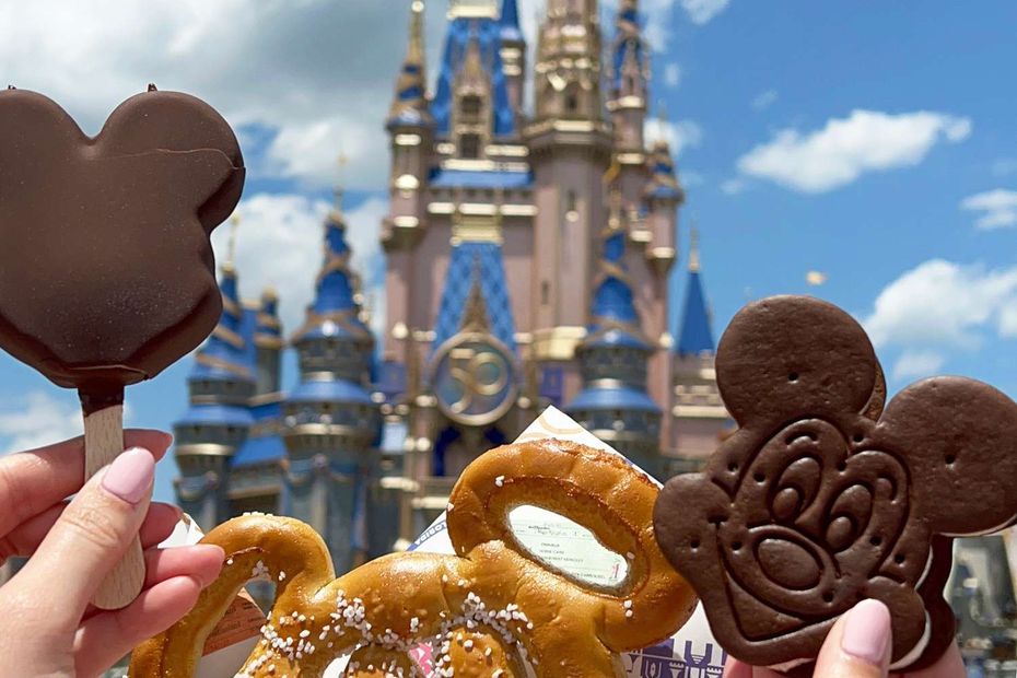 Disney World Castle picture with Mickey Mouse treats 