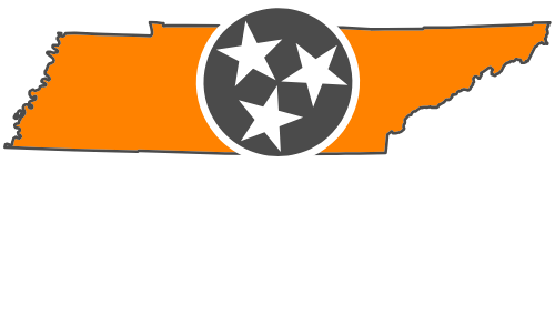 Tennessee state outline with the state flag emblem.