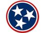 Tennessee state flag: three white stars inside a blue circle, with a red and white border.