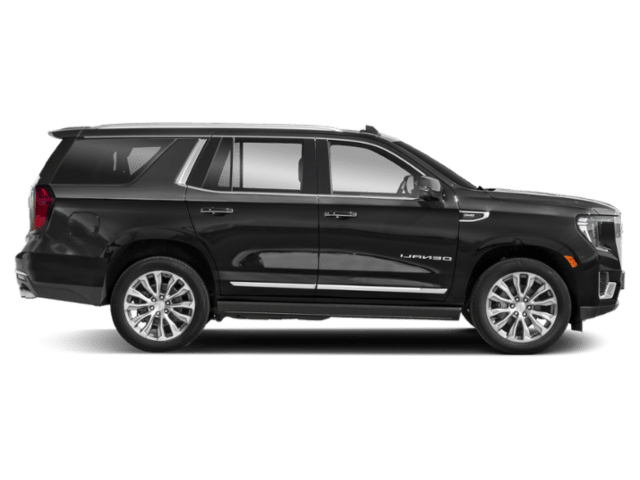 A black cadillac escalade is shown on a white background.