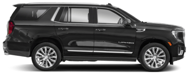 A black gmc yukon is shown on a white background.