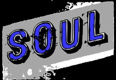 A sign that says soul in blue letters
