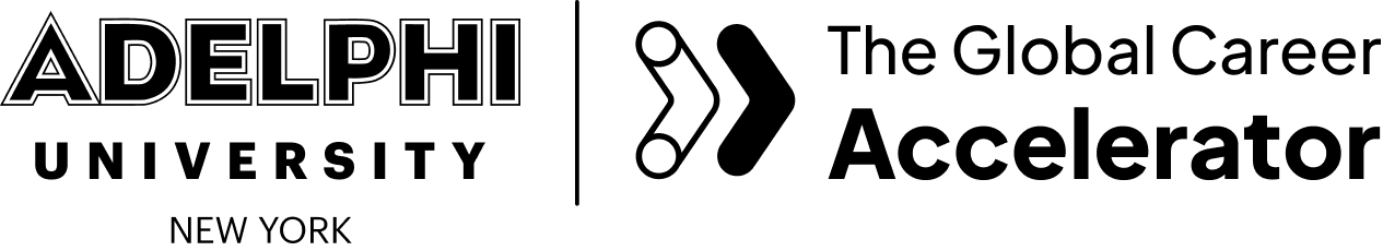 Adelphi University logo next to 