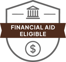 Badge with blue banner: