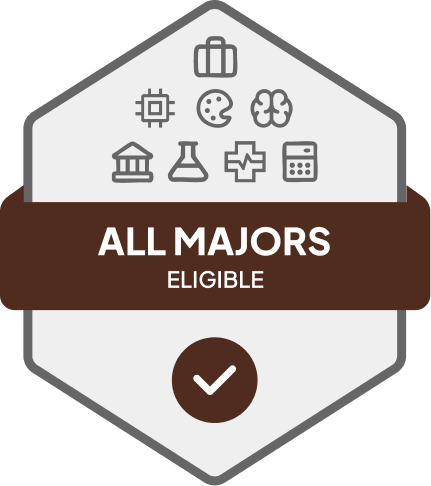 Badge with All Majors Eligible text 