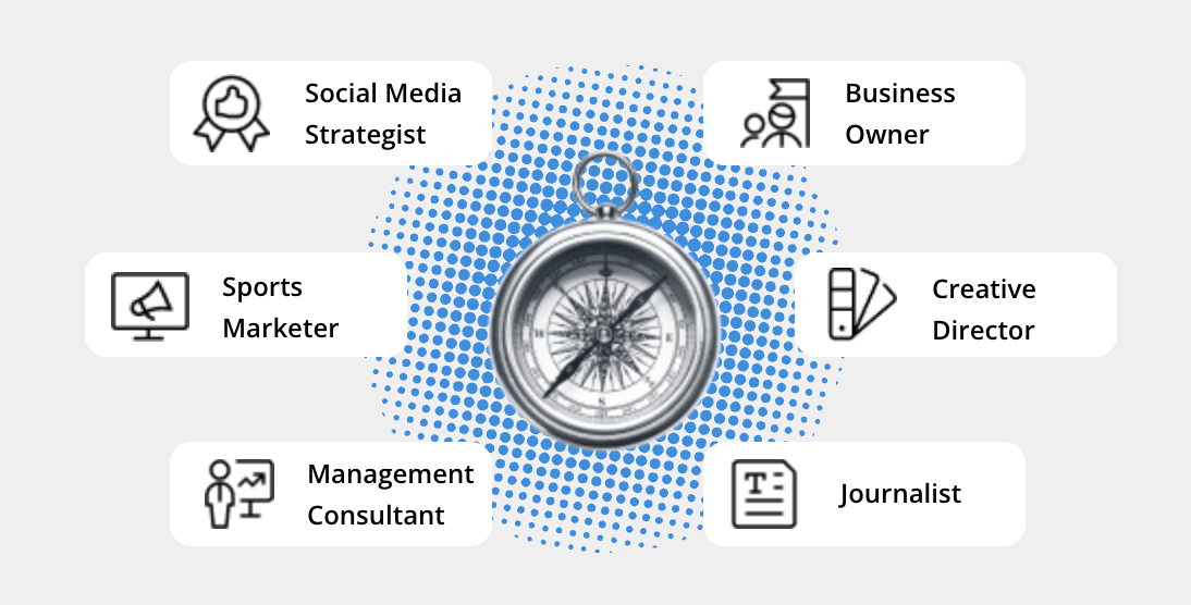 Compass for social media strategist, business owner, sports marketer, creative director, management consultant