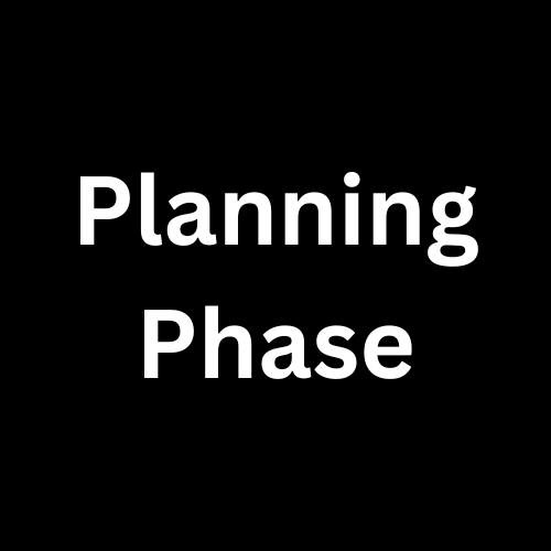 The word planning phase is written in white on a black background.