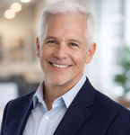 Business owner of a web and media production company in a modern office after IT network and security improvements