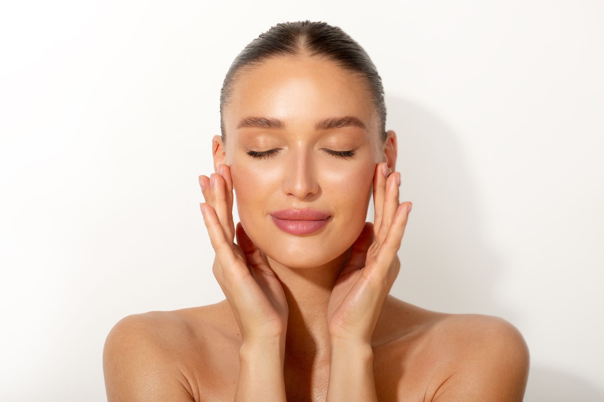 person holding face
