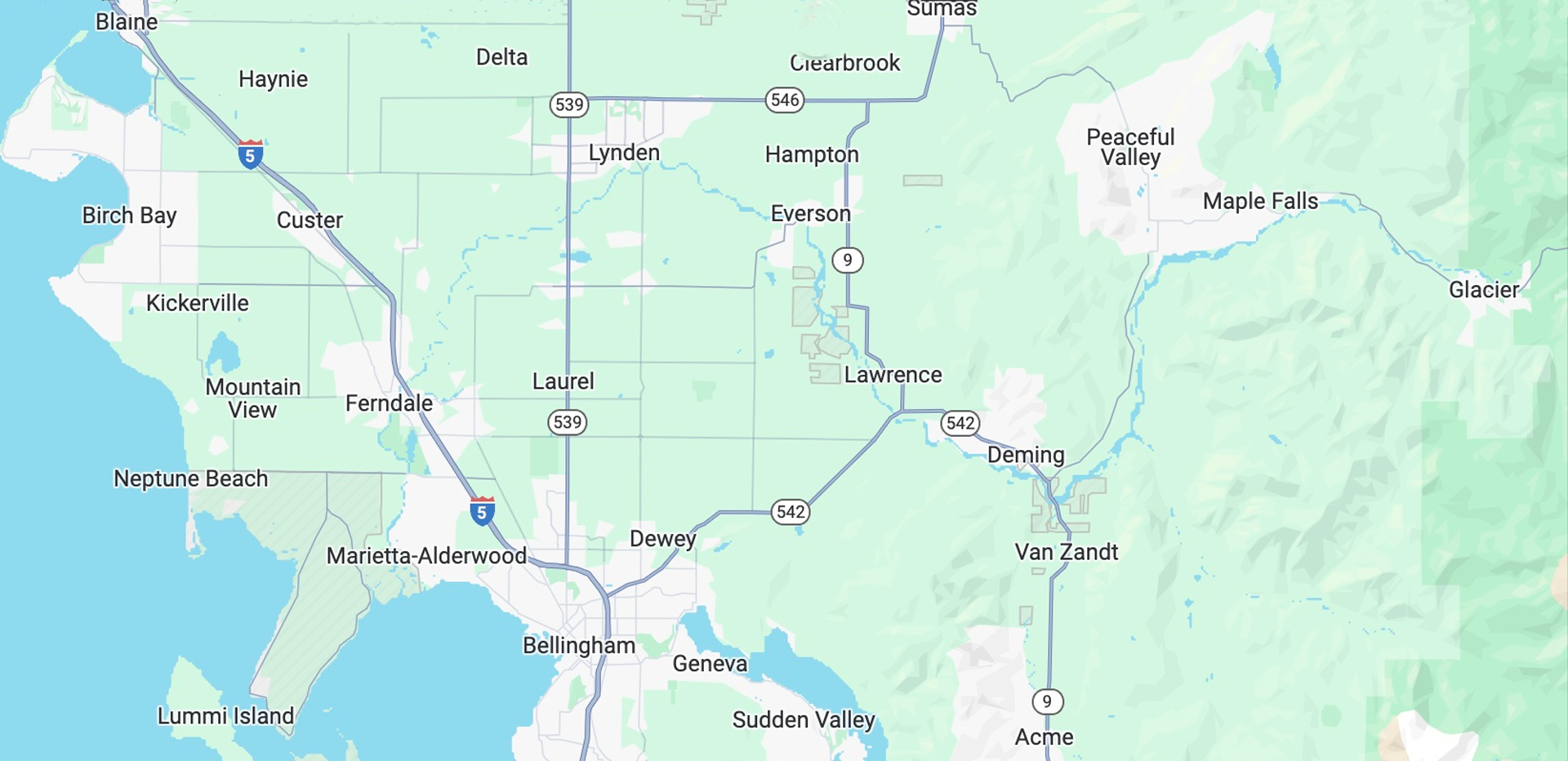 Whatcom County Map - Areas Serviced