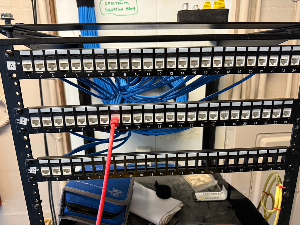 A rack with a bunch of wires on it