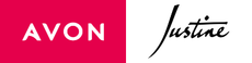 AVON in white text on a pink background, next to