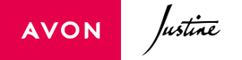AVON in white text on a pink background, next to