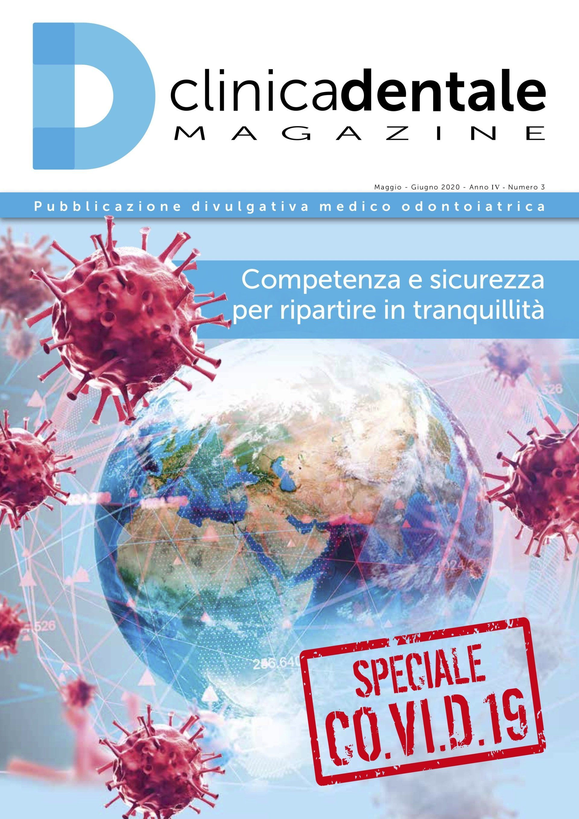 La copertina della rivista clinicadentale mostra un globo circondato da virus.