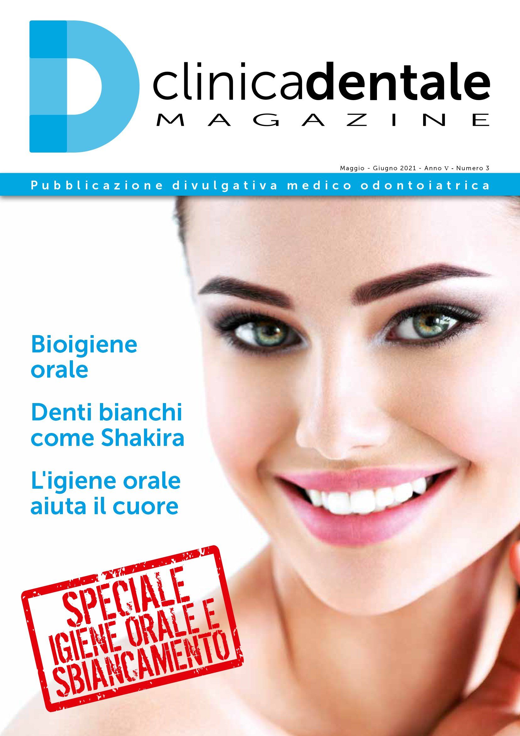 Rivista Clinicadentale con una donna sorridente in copertina