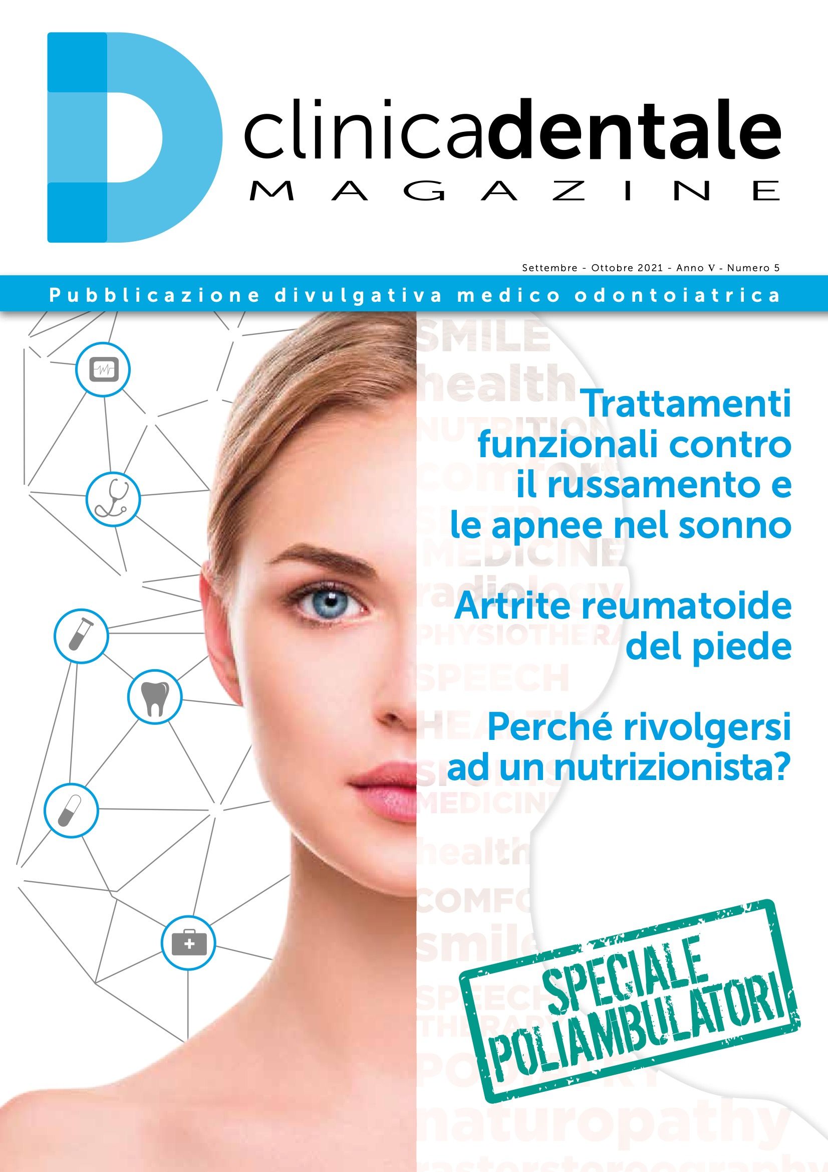 La copertina di una rivista con sopra il volto di una donna