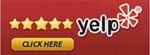 A yelp logo with five stars and a click here button.